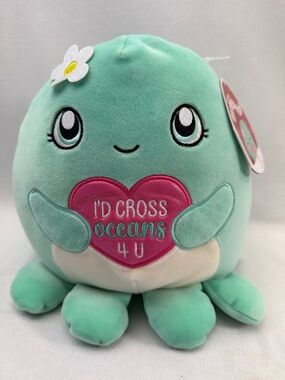 Mint Octopus Plush with Heart "I'd Cross Oceans 4 U" Squishmallows